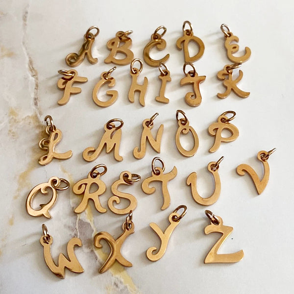Cursive Letter Charm [18k Gold/Rose Gold Plated]